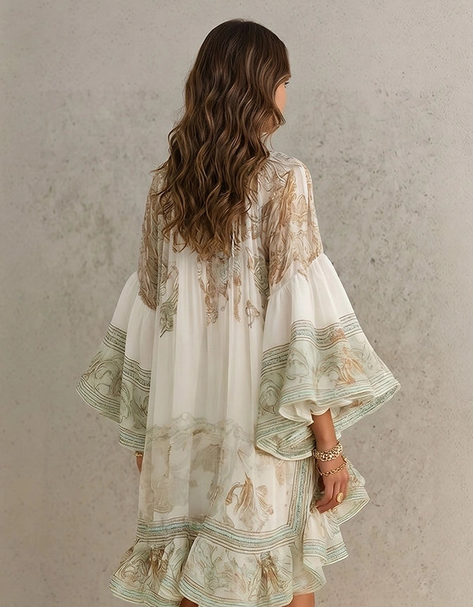 Violetta Botanic Print Maxikleid