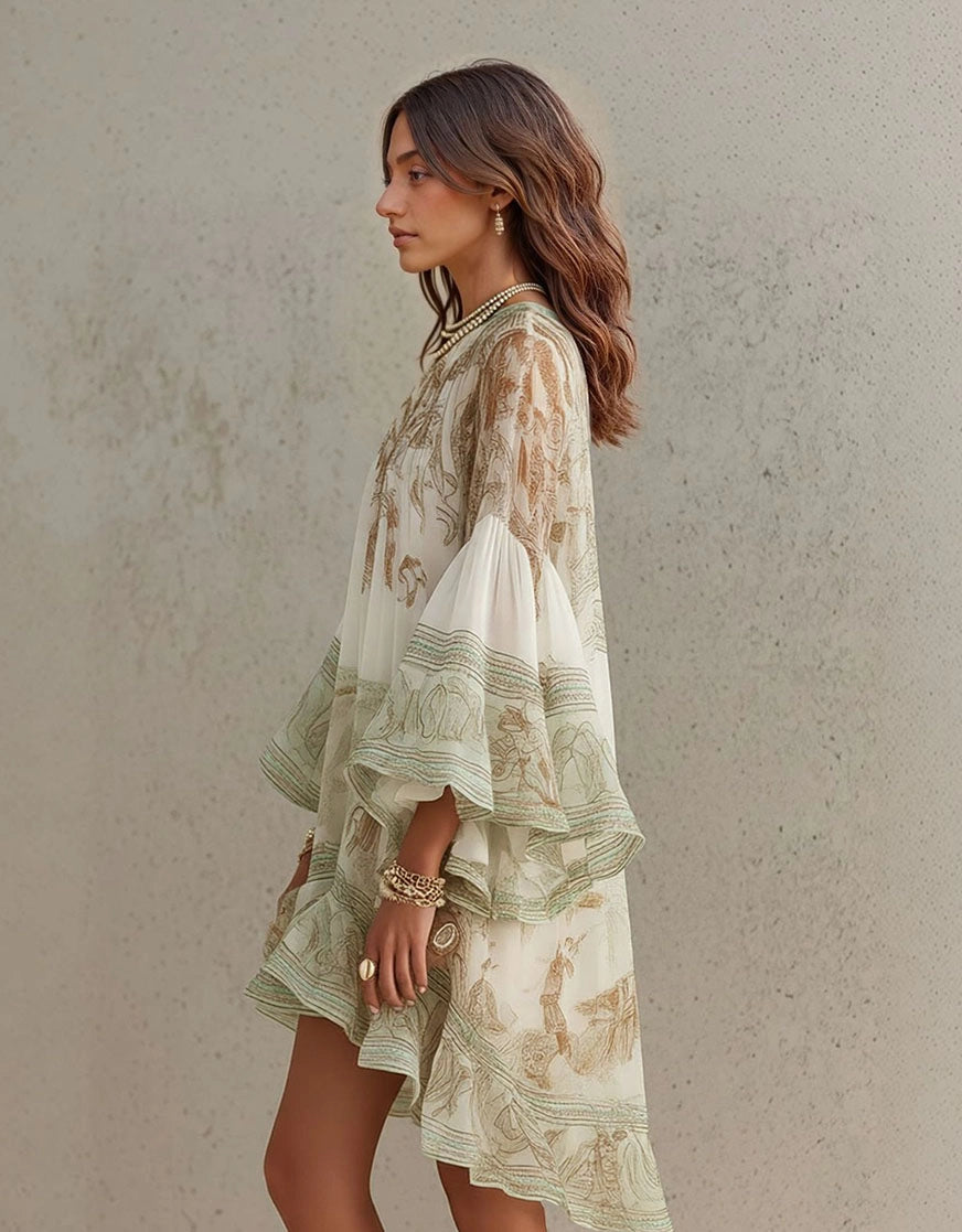 Violetta Botanic Print Maxikleid