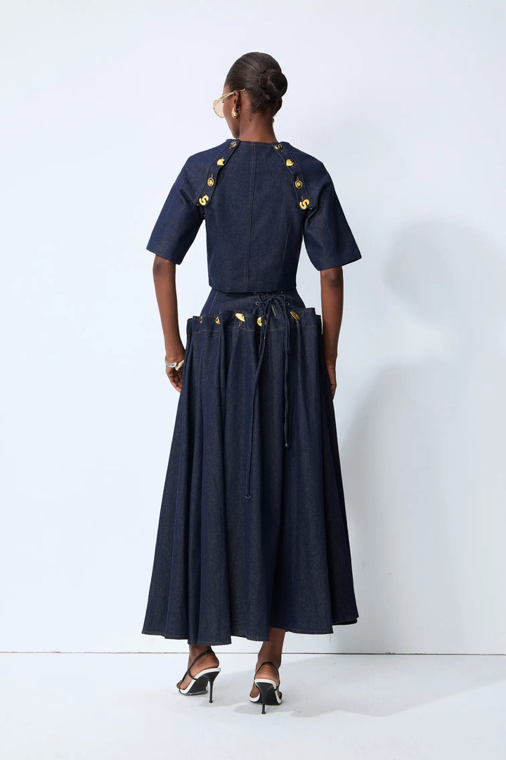 Verspieltes Denim-Maxikleid Anna