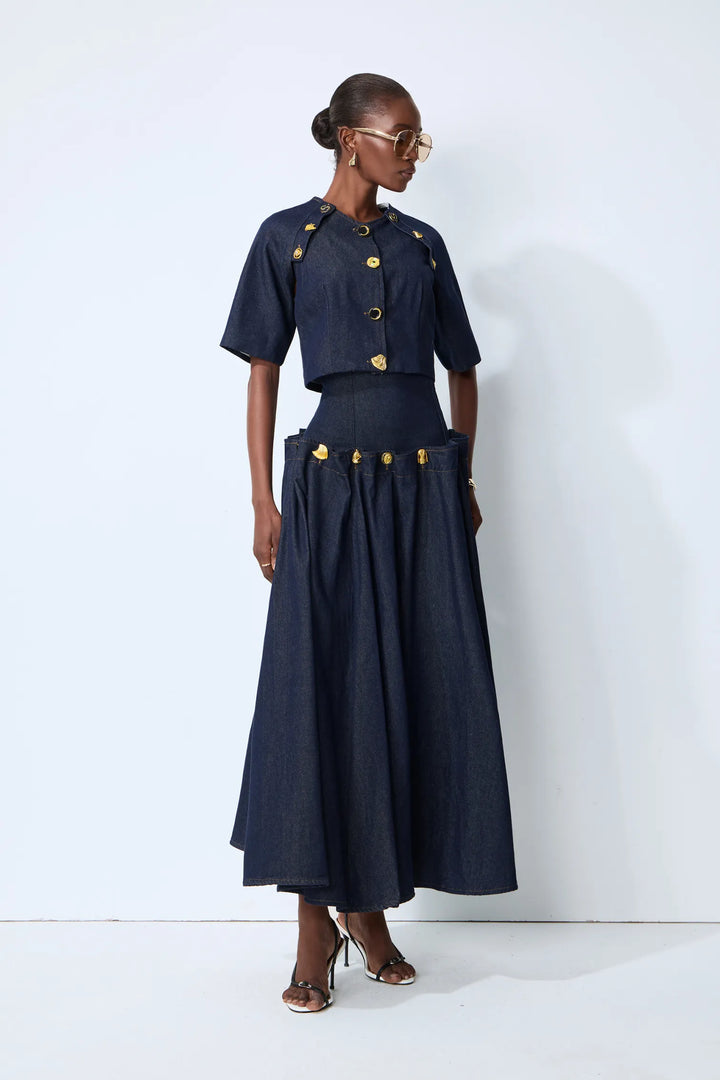 Verspieltes Denim-Maxikleid Anna