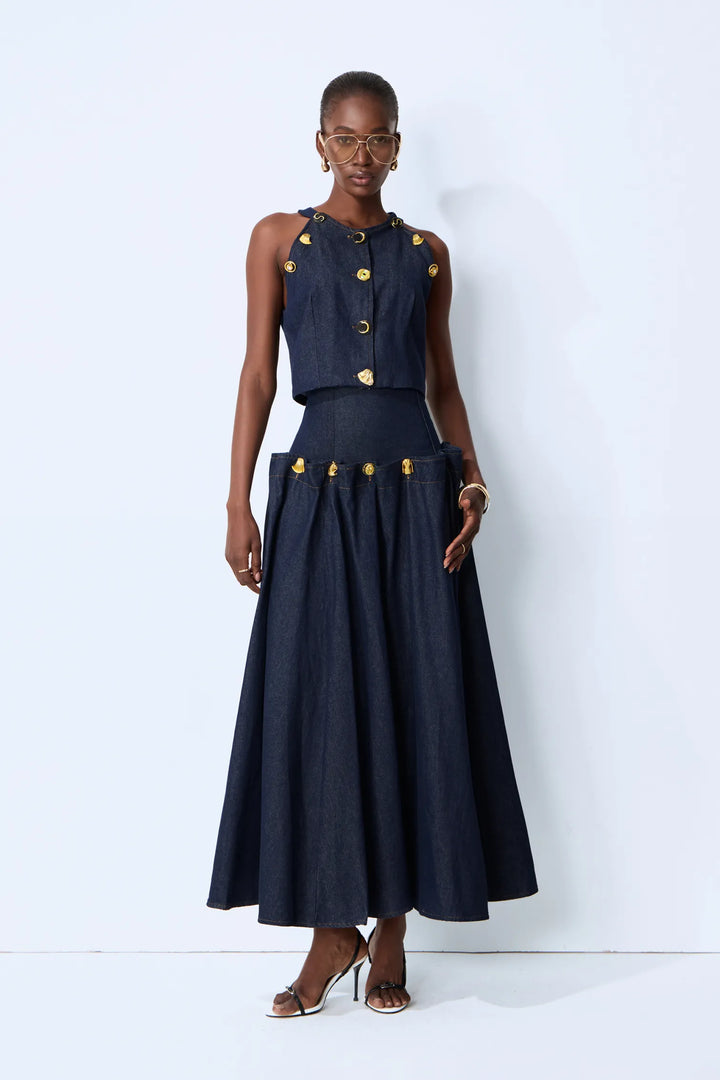 Verspieltes Denim-Maxikleid Anna