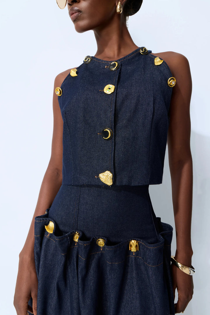 Verspieltes Denim-Maxikleid Anna