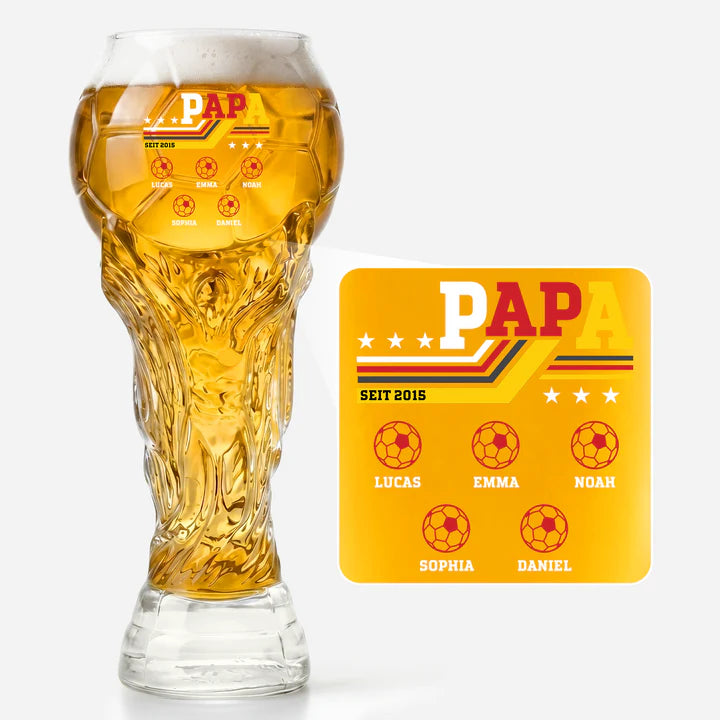 Papas Dreamteam Fußball - Personalisiertes Bierglas