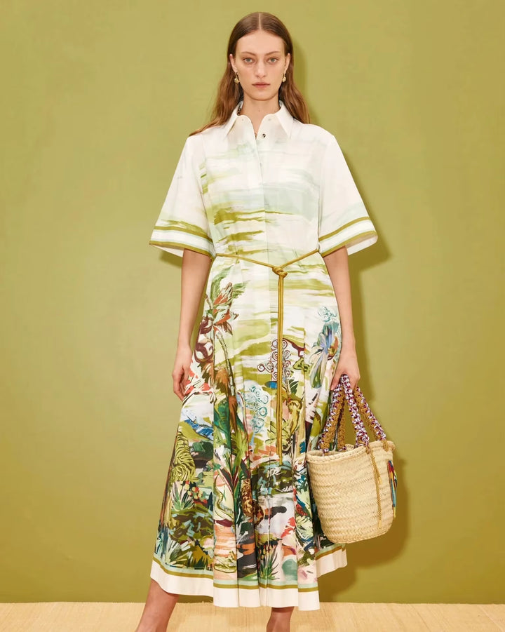 1 Maria Palm Print Maxikleid