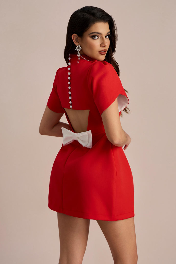 Adela Cut-out Schleifen Mini-Kleid Vorderansicht - KYMA