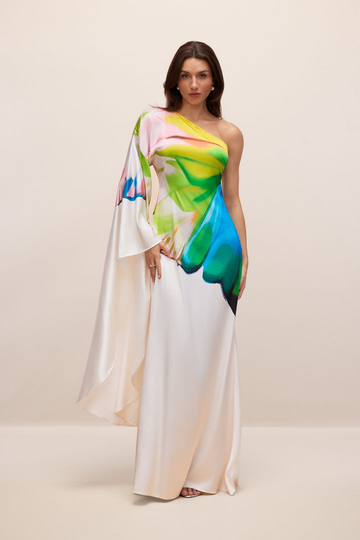 Bernice Maxikleid mit Print und einem Ärmel vorne - KYMA