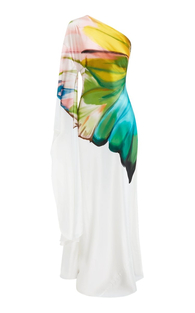 Bernice elegantes Maxikleid mit Print und einem Ärmel – KYMA