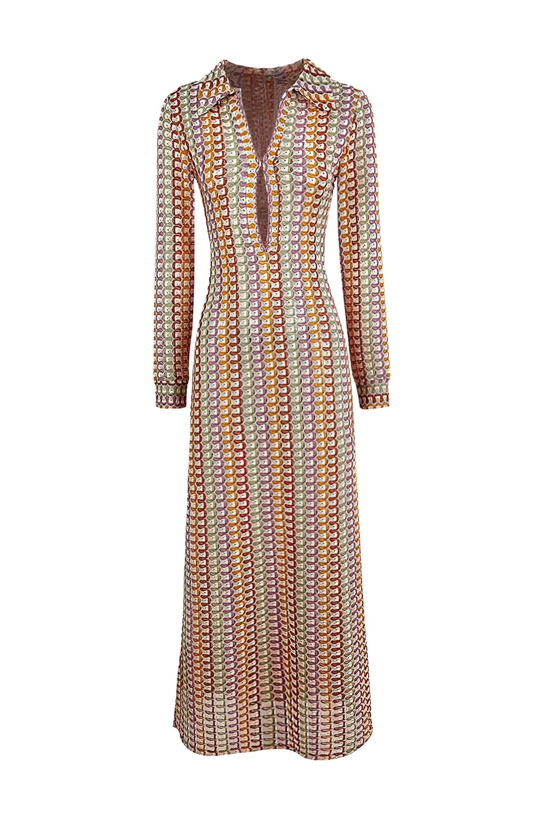 Maxikleid mit langen Ärmeln, gehäkelt - KYMA
