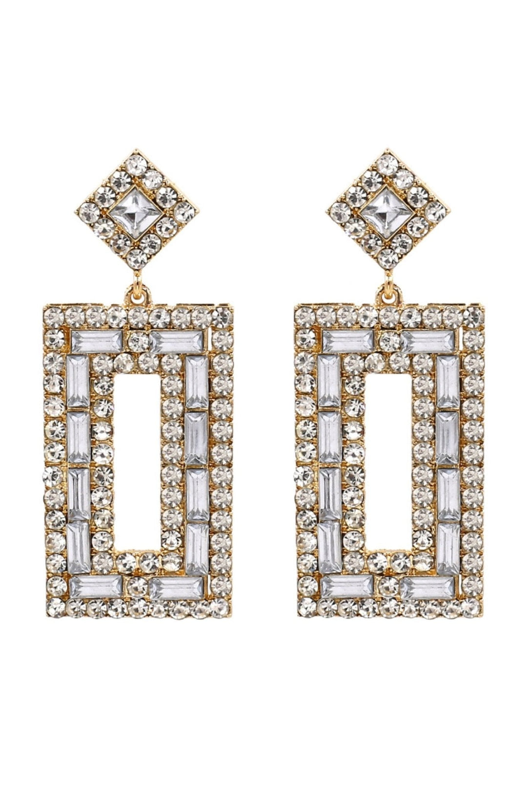 Diamante Retro Hängeohrringe mit Strass - KYMA