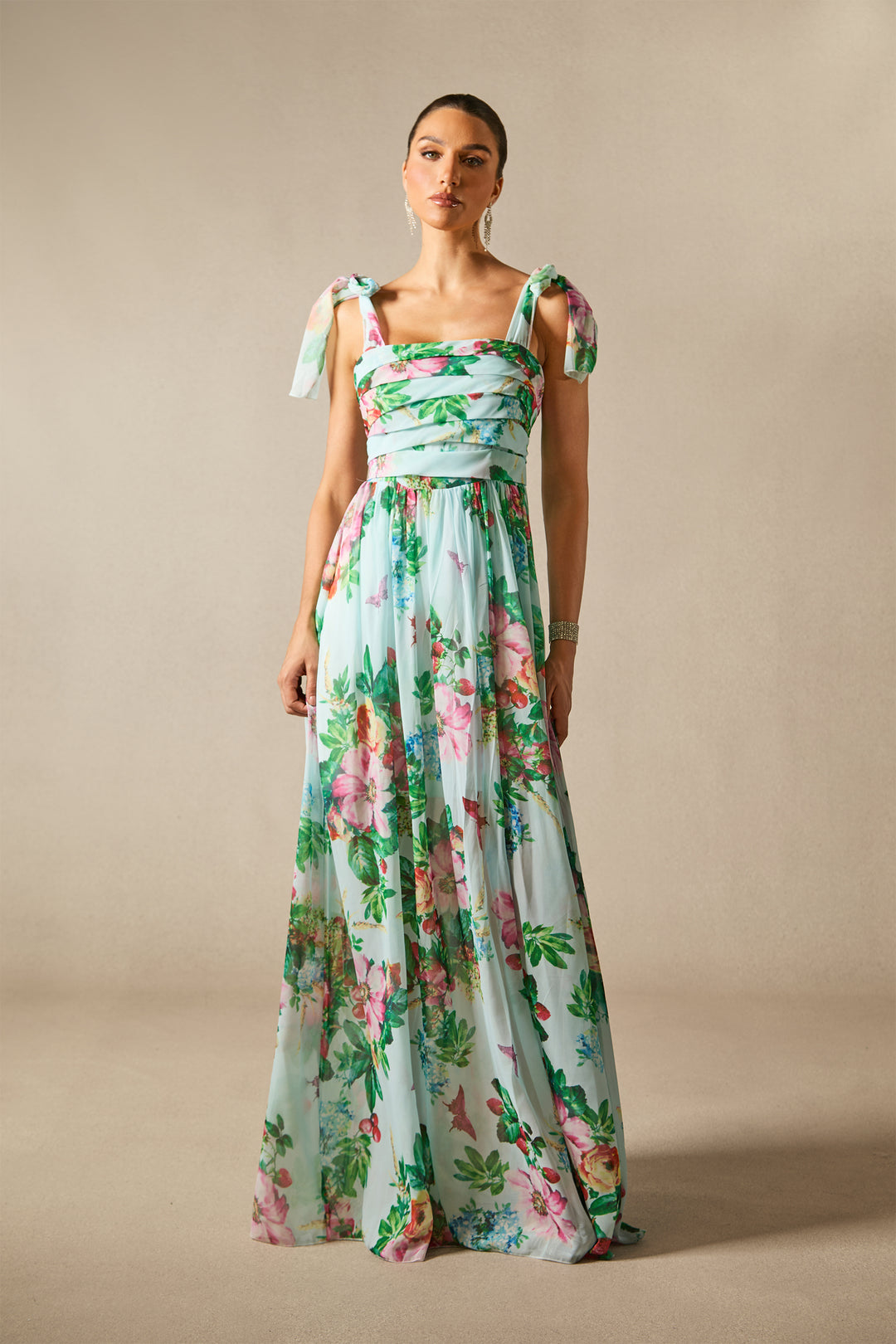 Dinah Maxikleid mit Blumenmuster und Trägern - KYMA