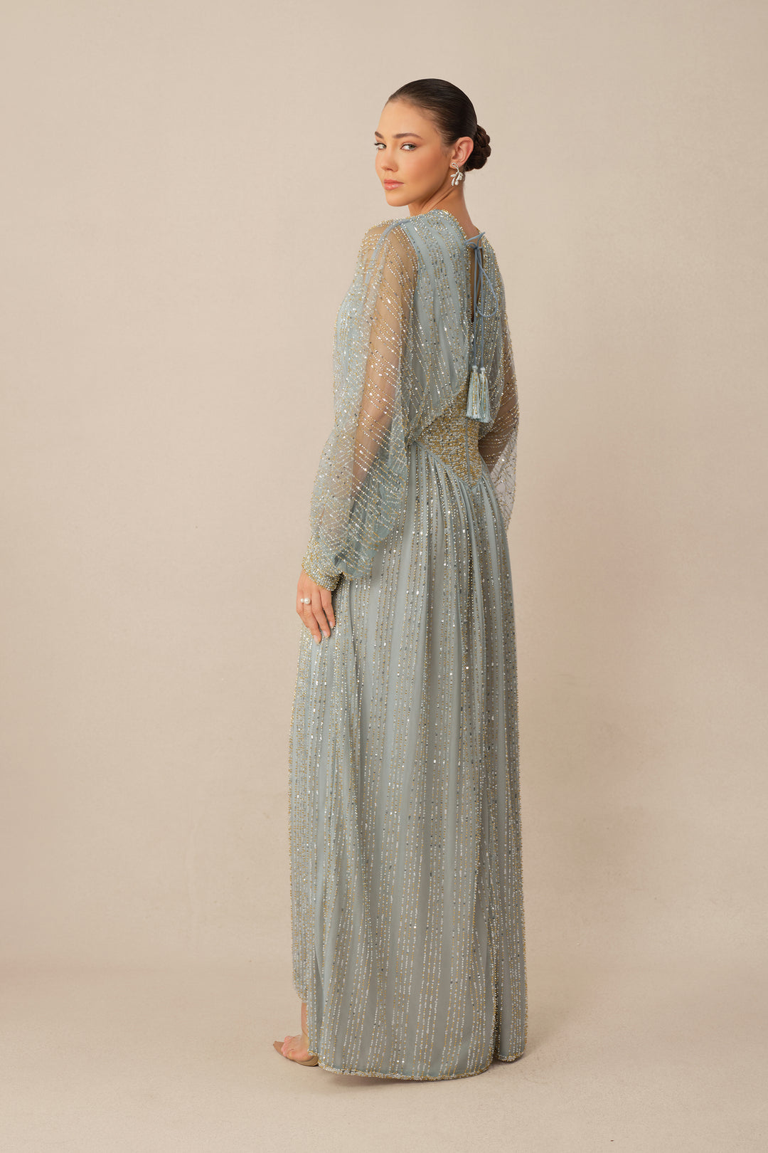 Das blaue Maxikleid in voller Länge - KYMA
