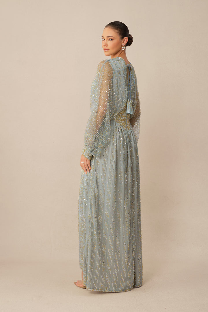 Das blaue Maxikleid in voller Länge - KYMA