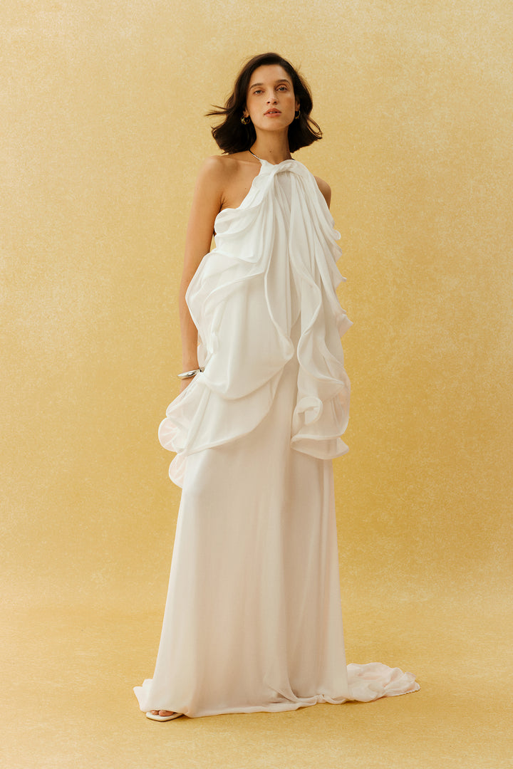 Maxikleid mit Schleppe am Saum - KYMA