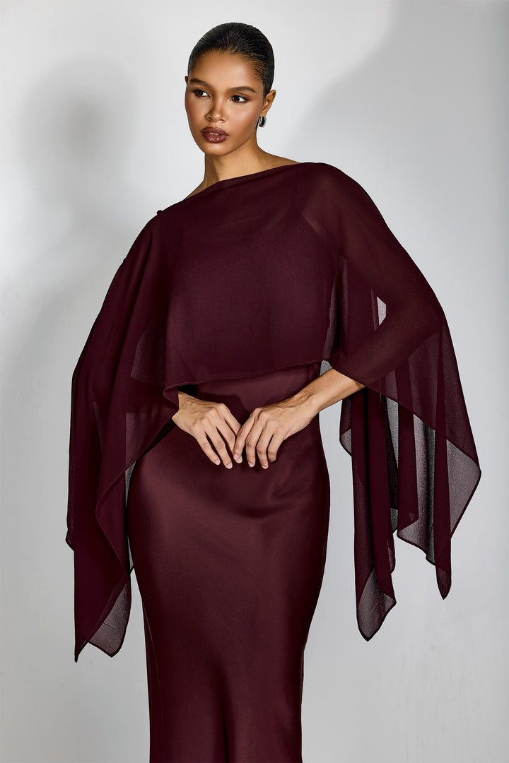Elena Spaghettiträger Maxi-Kleid mit Cape-Bluse Tragestil - KYMA