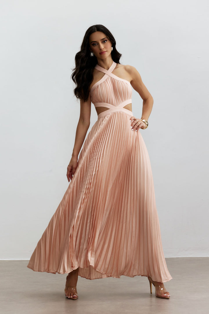 Eliza Plissiertes Cutout Maxikleid Taille - KYMA
