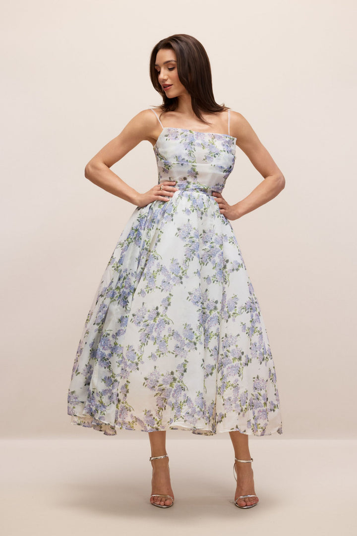 Ella Blumenmuster Chiffon Midikleid Stoffübersicht Chiffon - KYMA