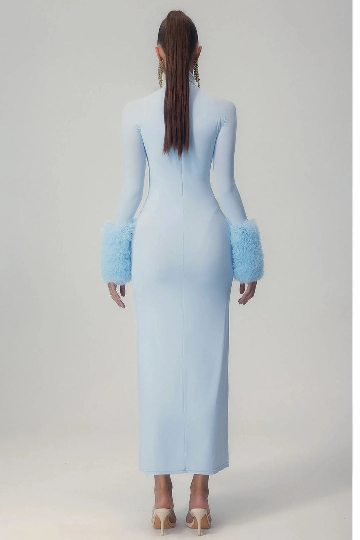 Elvira Langärmeliges Rollkragen Maxikleid Rückansicht - KYMA