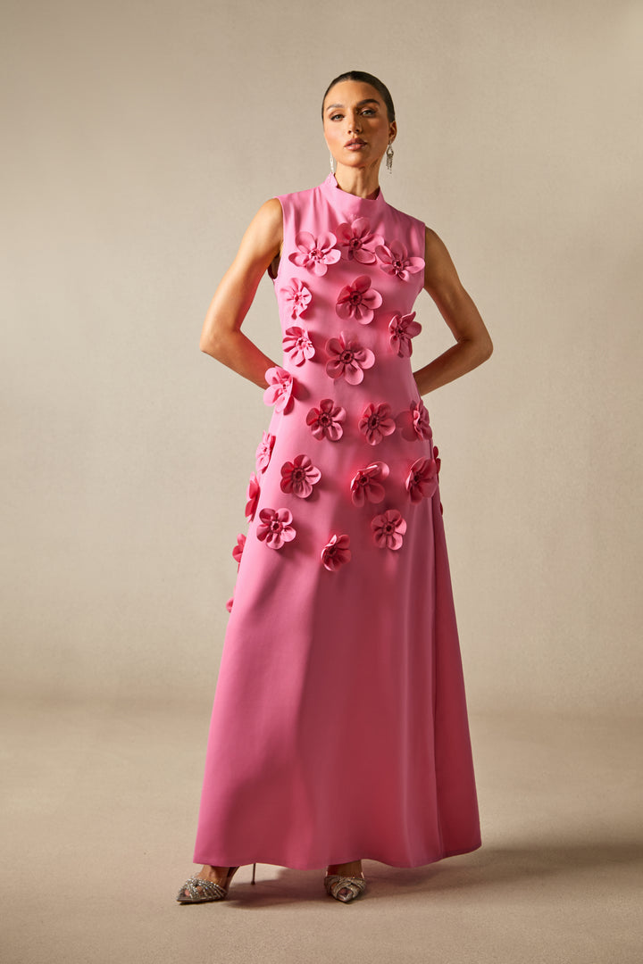 Ethel ärmelloses Maxikleid mit Blumenapplikationen - KYMA