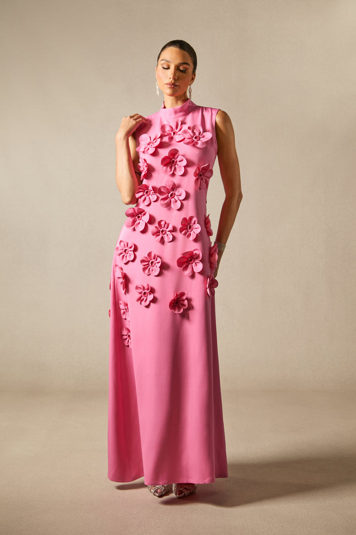 Ethel ärmelloses Maxikleid mit Blumenapplikationen - KYMA