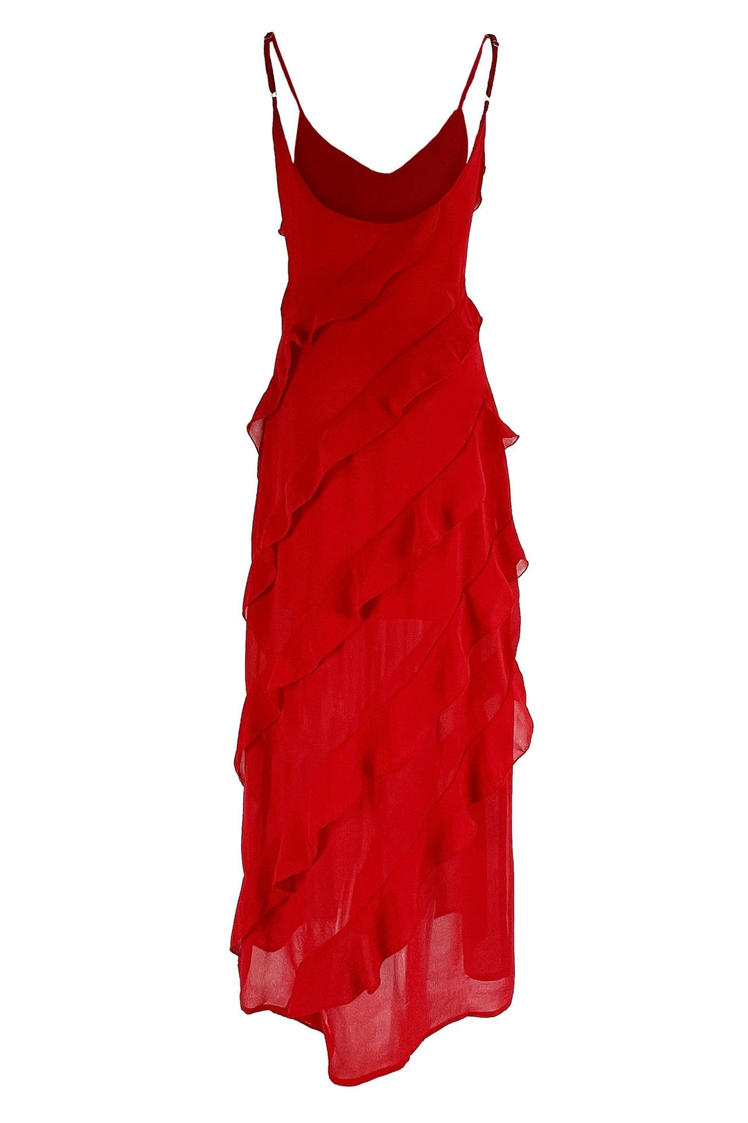 Romantisches Abendessen im Eve Chiffon Rüschen Maxi Slip Kleid - KYMA
