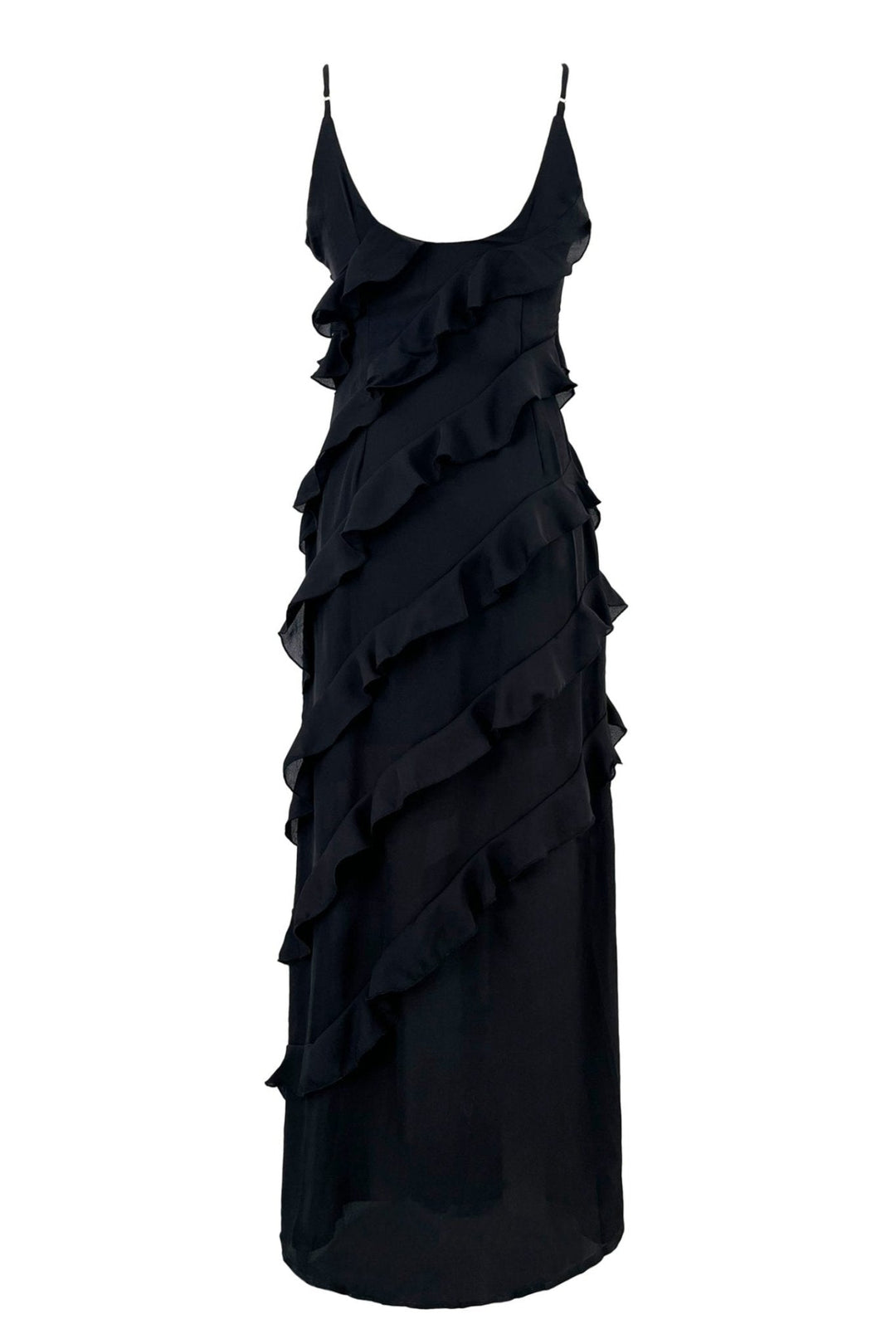 Eve elegantes Chiffon Maxikleid mit Rüschen – KYMA