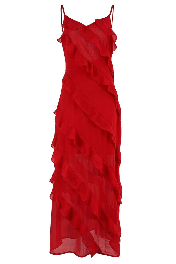 Eve elegantes Chiffon Maxikleid mit Rüschen – KYMA