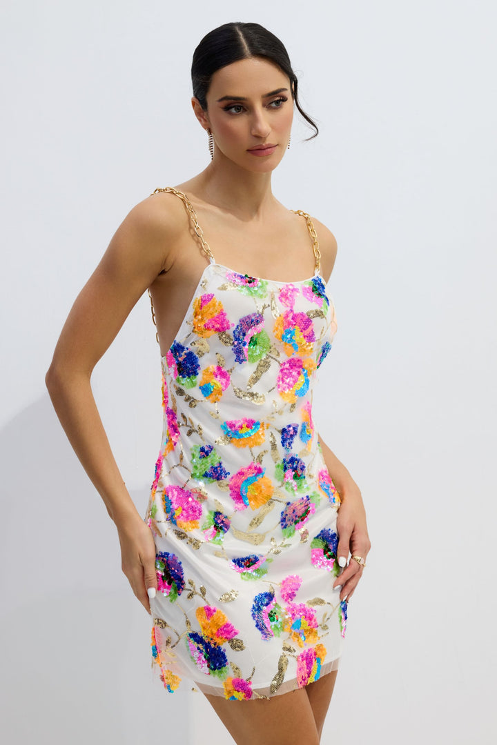 Fanny besticktes Pailletten-Minikleid mit Rückenausschnitt - KYMA