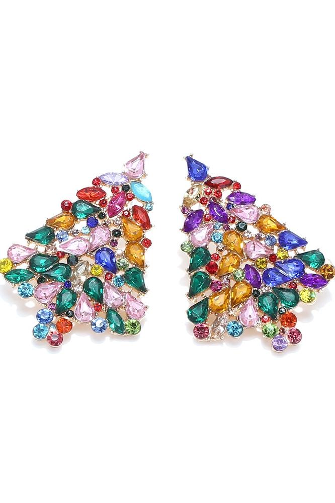 Funkelnde Weihnachtsbaum-Ohrstecker mit Strass - KYMA