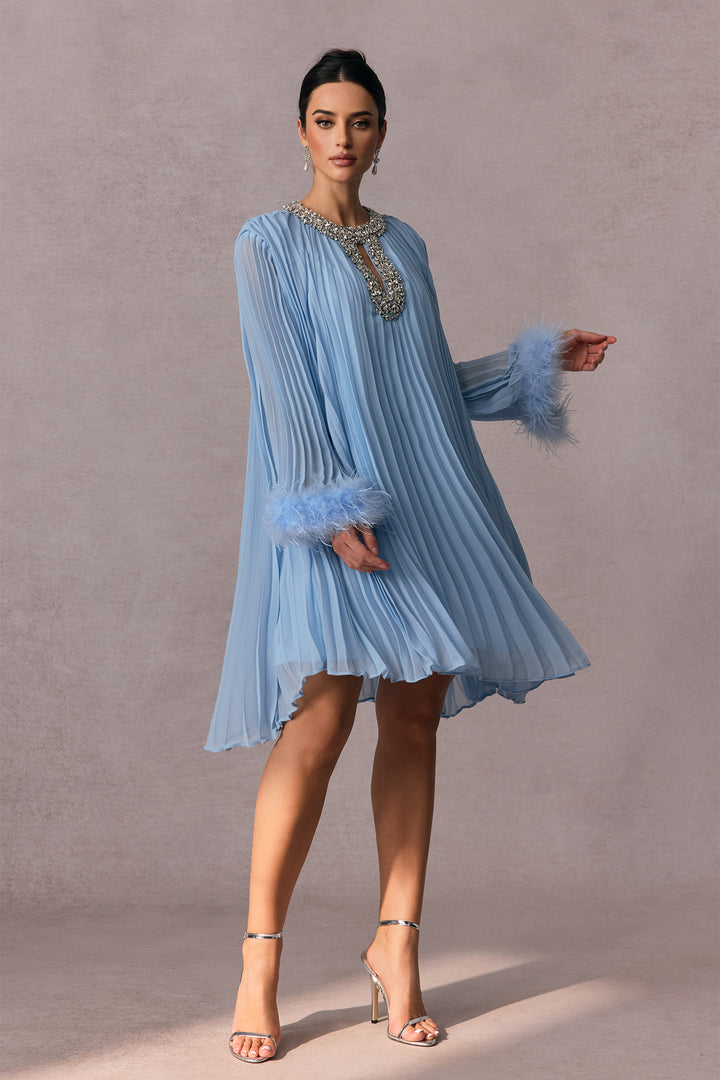 Gabrielle Diamant-Minikleid Rückansicht mit Reißverschluss