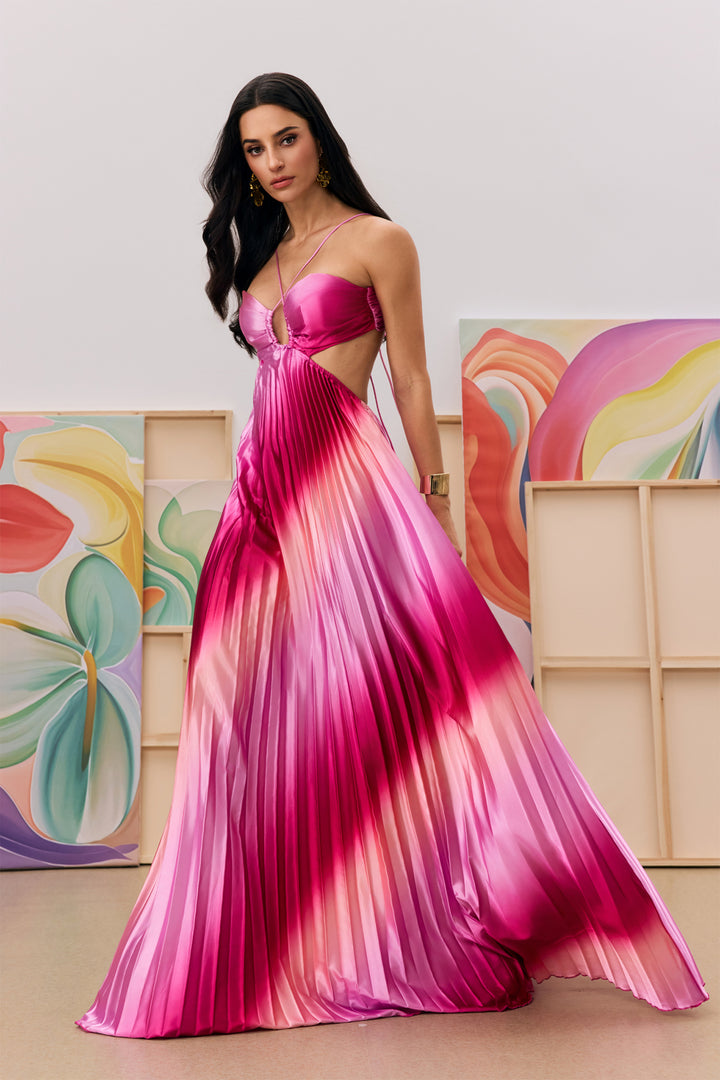 Hayley Ombre Maxikleid mit Cut-out und Neckholder - KYMA
