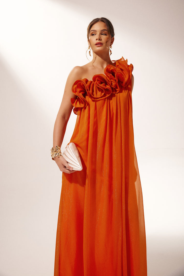 Hedda One-Shoulder Maxikleid mit Blumenmuster - KYMA