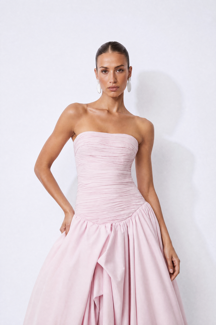 Juliana florales Maxikleid mit Bubble-Saum – KYMA