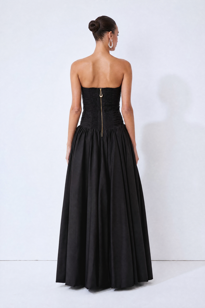 Juliana florales Maxikleid mit Bubble-Saum – KYMA