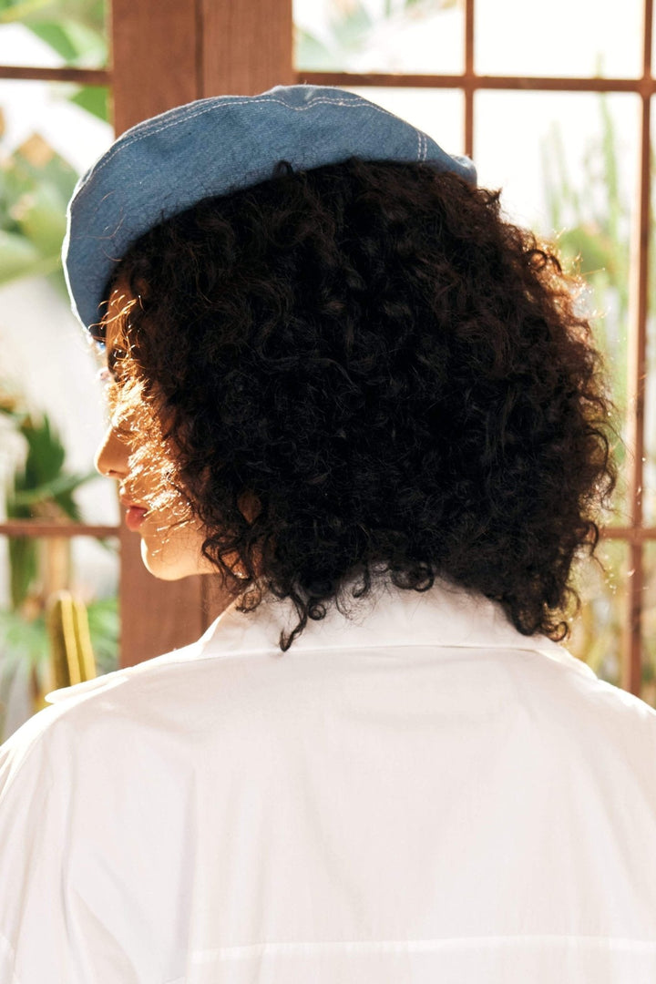 Camellia Denim Barett Mütze Seitenansicht - KYMA