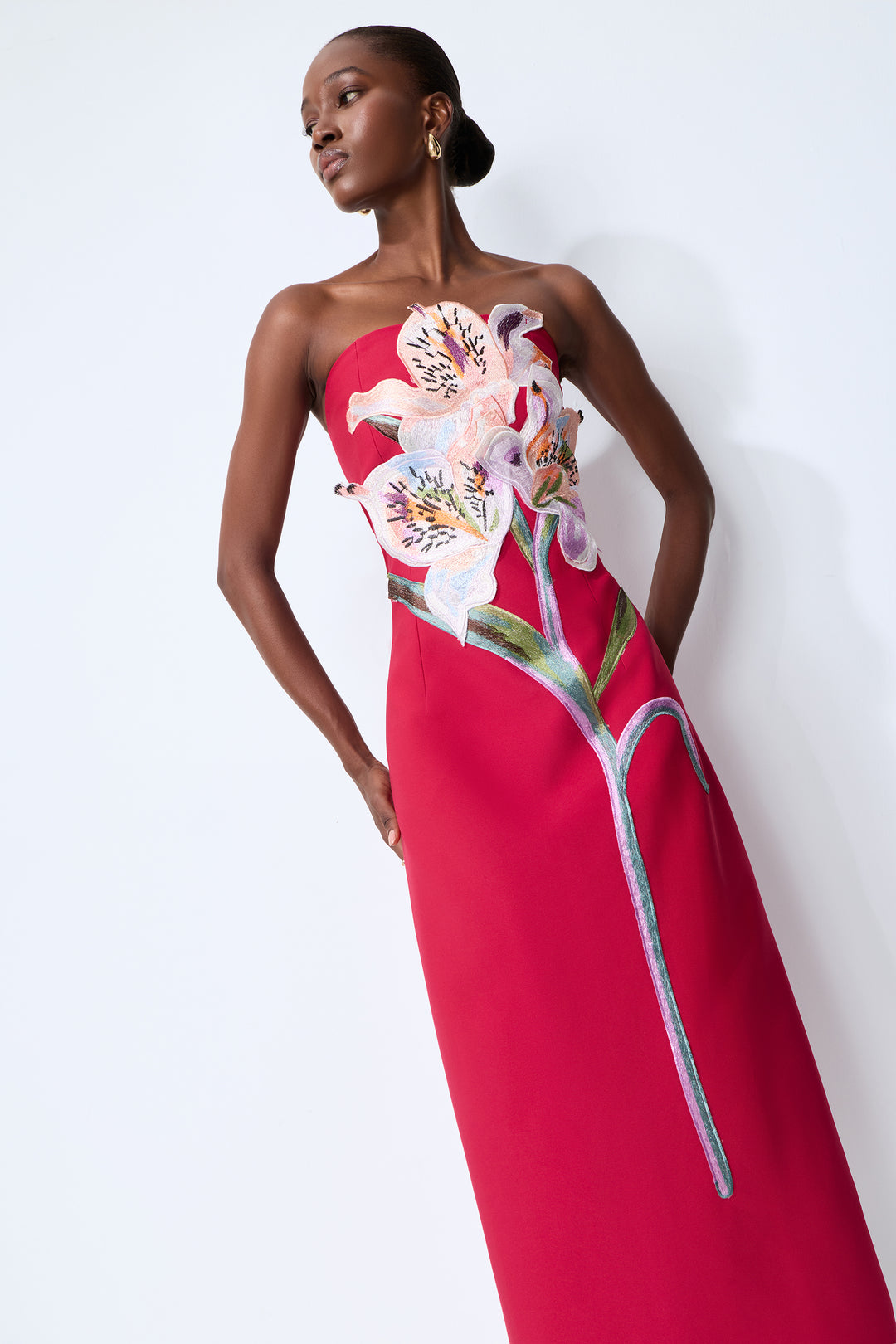 Größentabelle für das pinke Blumen-Maxikleid