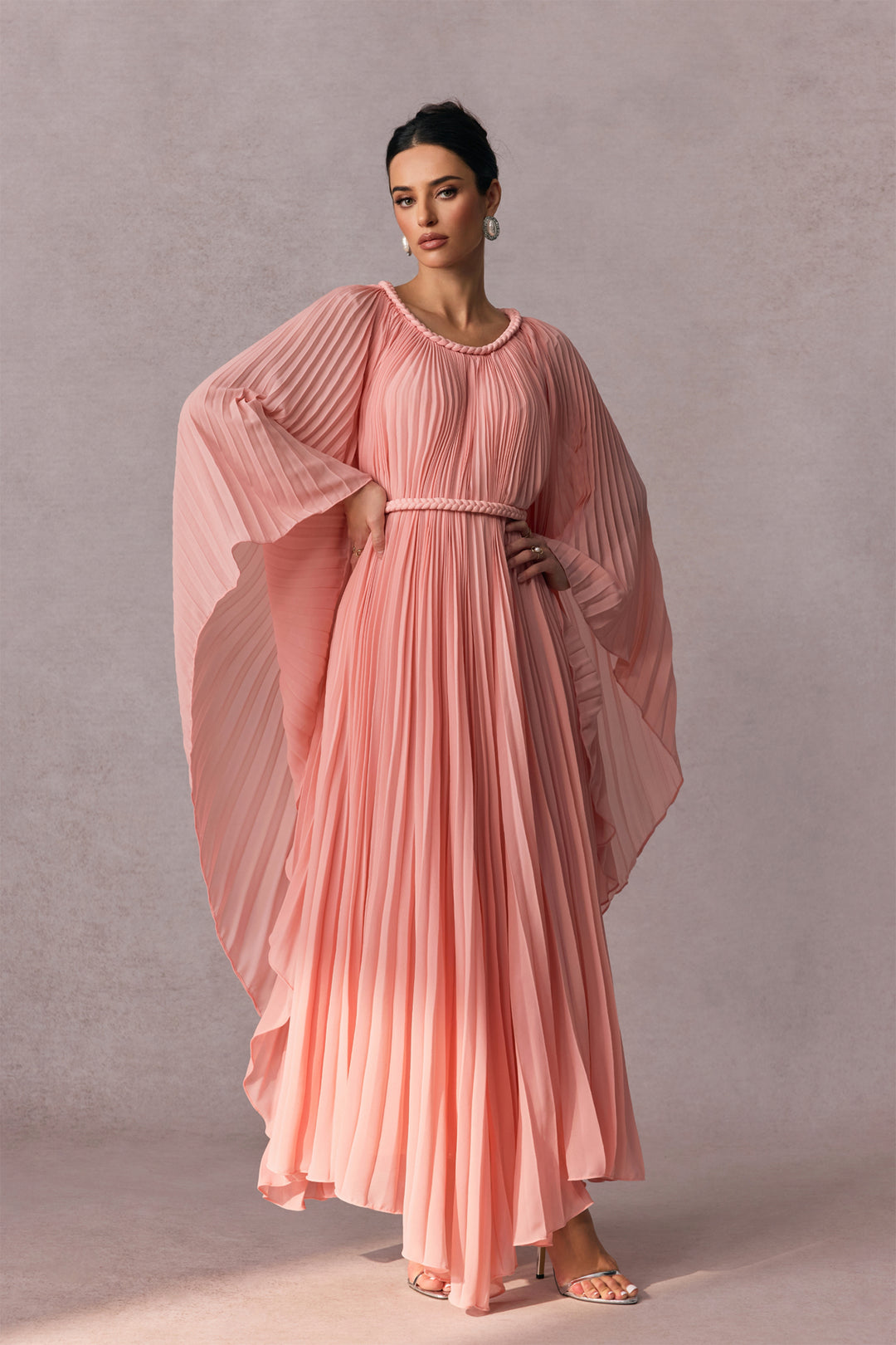 Laura Fledermausärmel Plissiertes Maxikleid - KYMA