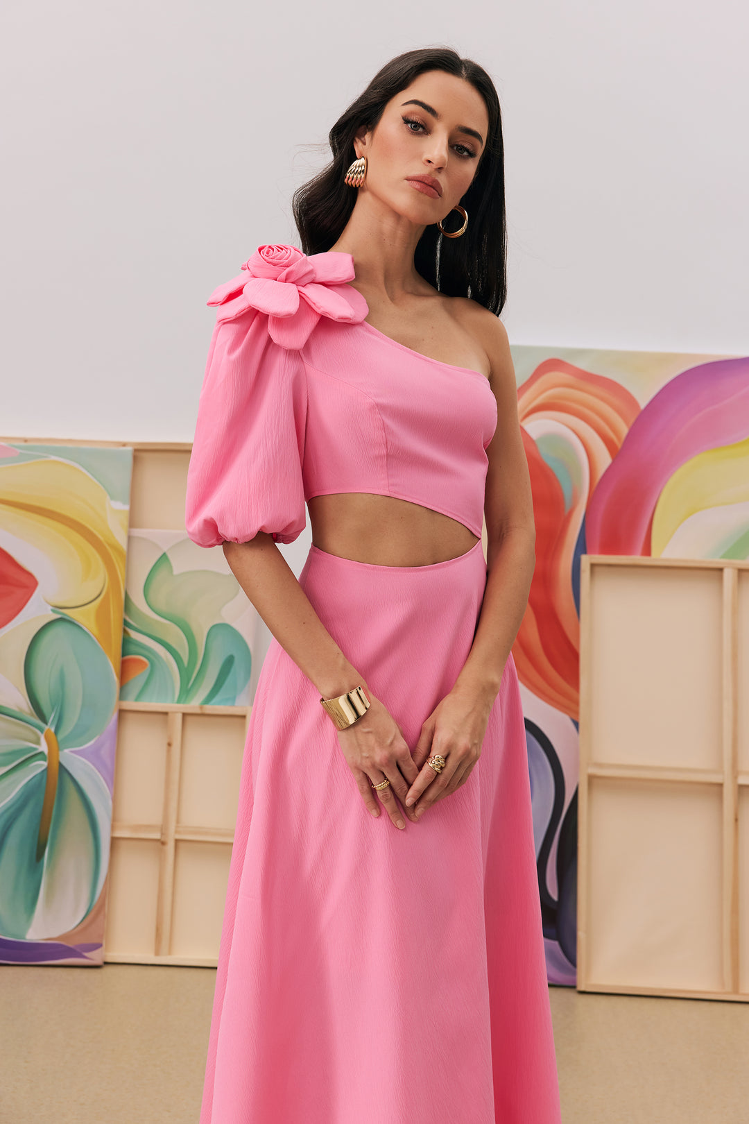 Lea Midikleid mit Blumen-Cut-Outs Detail - KYMA