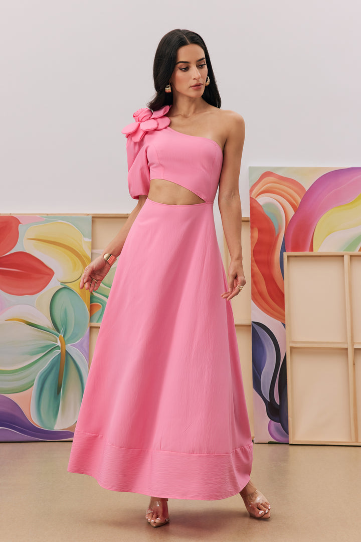 Lea Midikleid mit Blumen-Cut-Outs Rückenansicht - KYMA