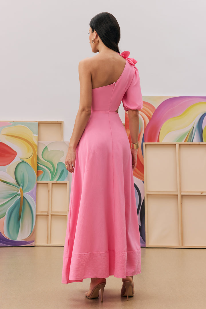 Lea Midikleid mit Blumen-Cut-Outs an Model - KYMA