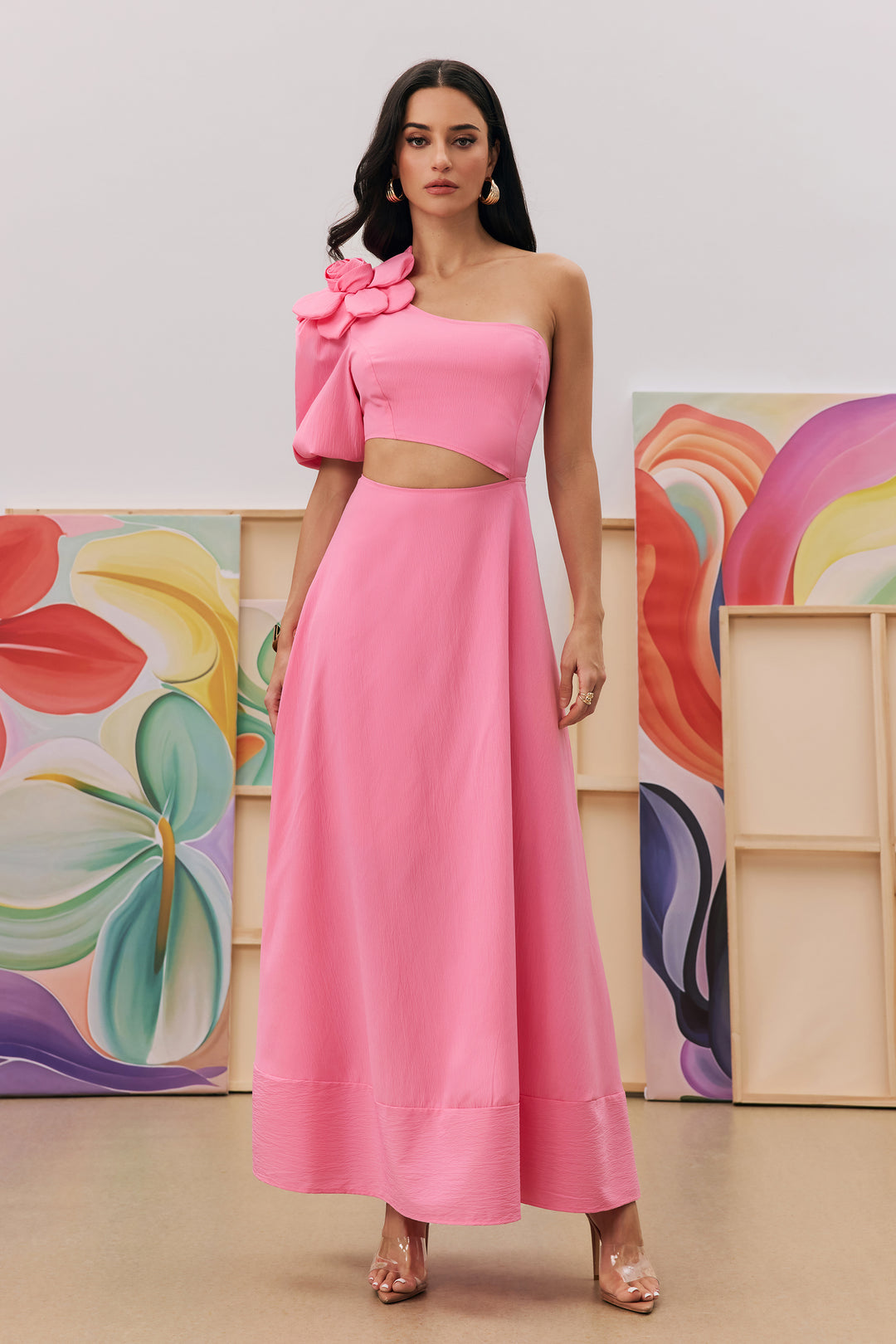 Lea Flower Cut-out Midikleid mit einem Schulterdesign - KYMA