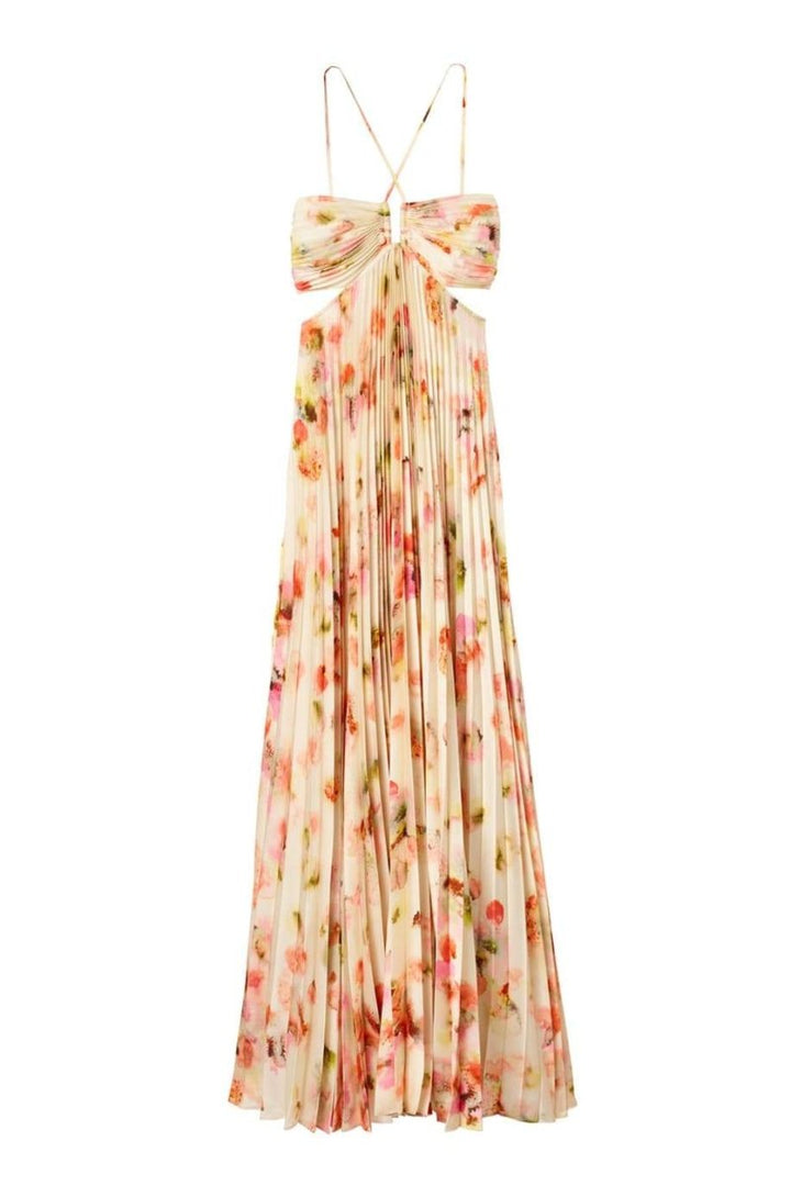 Leila Neckholder Cut-Out Plissee Maxikleid mit Accessoires - KYMA