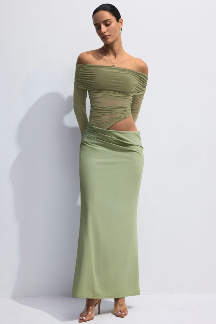 Lillian Schulterfreies Mesh-Maxikleid – Tragebild 1 – KYMA
