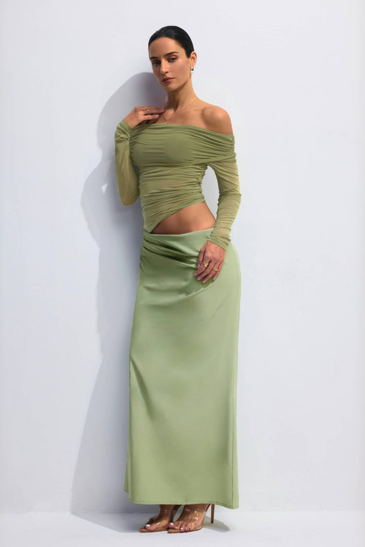 Lillian Schulterfreies Mesh-Maxikleid – Tragebild 3 – KYMA