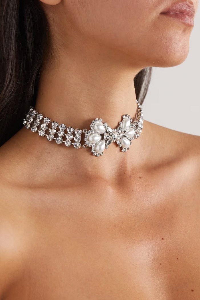 Perlen-Schleife Diamant-Choker - KYMA
