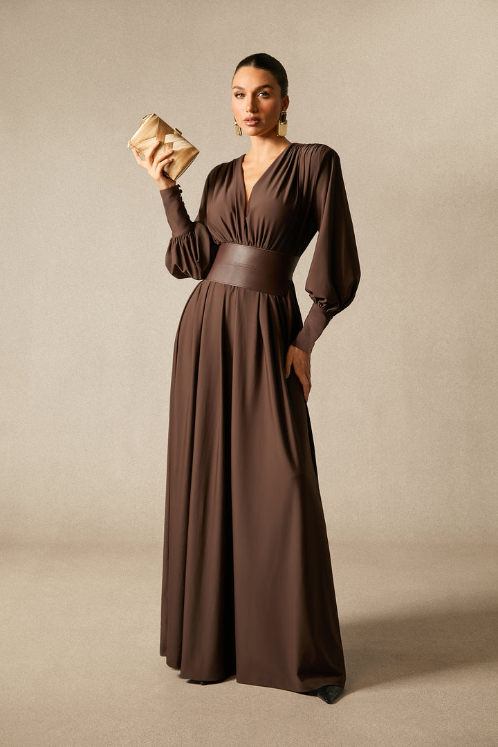 Größentabelle für das Renata Plunge Langarm Maxi-Kleid von KYMA