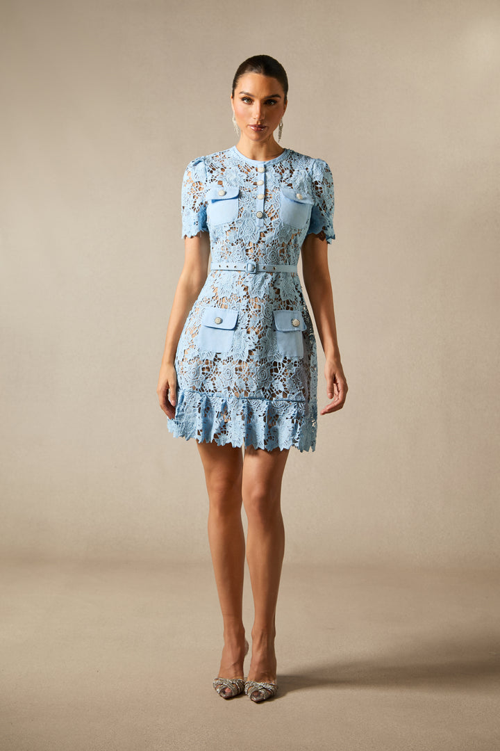 Renata Blumenspitzen Mini-Kleid – Detail Rückseite – KYMA