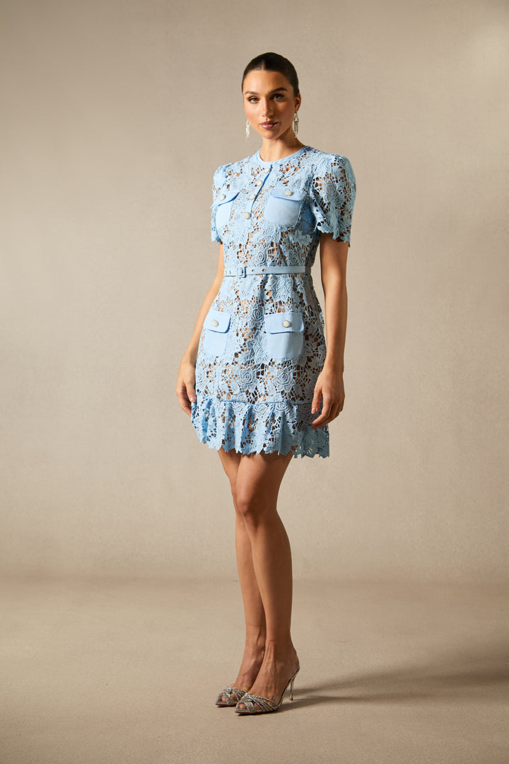 Renata Minikleid mit floraler Stickerei und Spitze Rücken