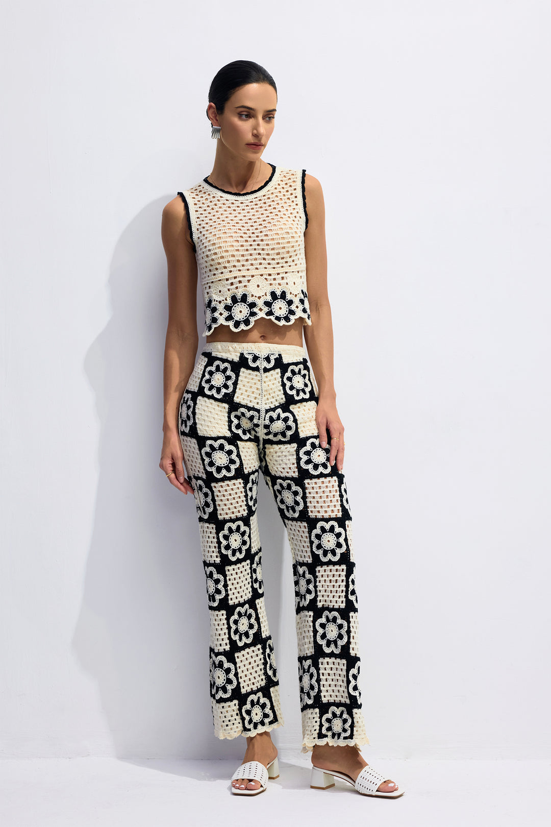 Salome Flower Crochet Sleeveless Top and Pants Set