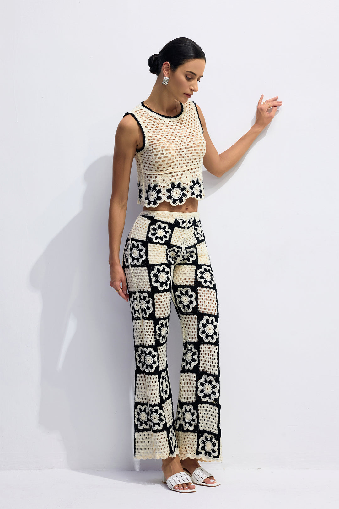 Salome Flower Crochet Sleeveless Top and Pants Set