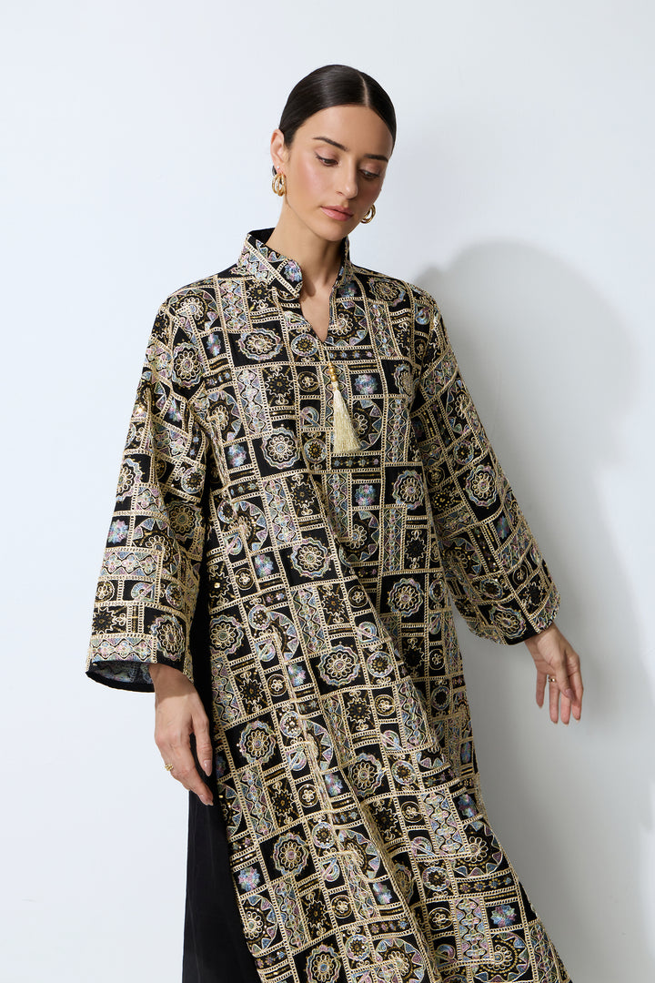 Kaftan-Maxikleid mit geometrischem Muster für den Abend - KYMA